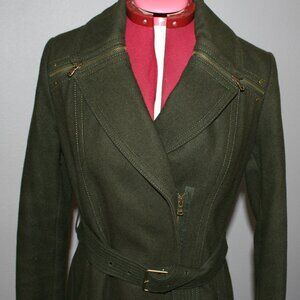 Vintage Kenneth Cole NY Army Green Military Peacoat - Sz 6